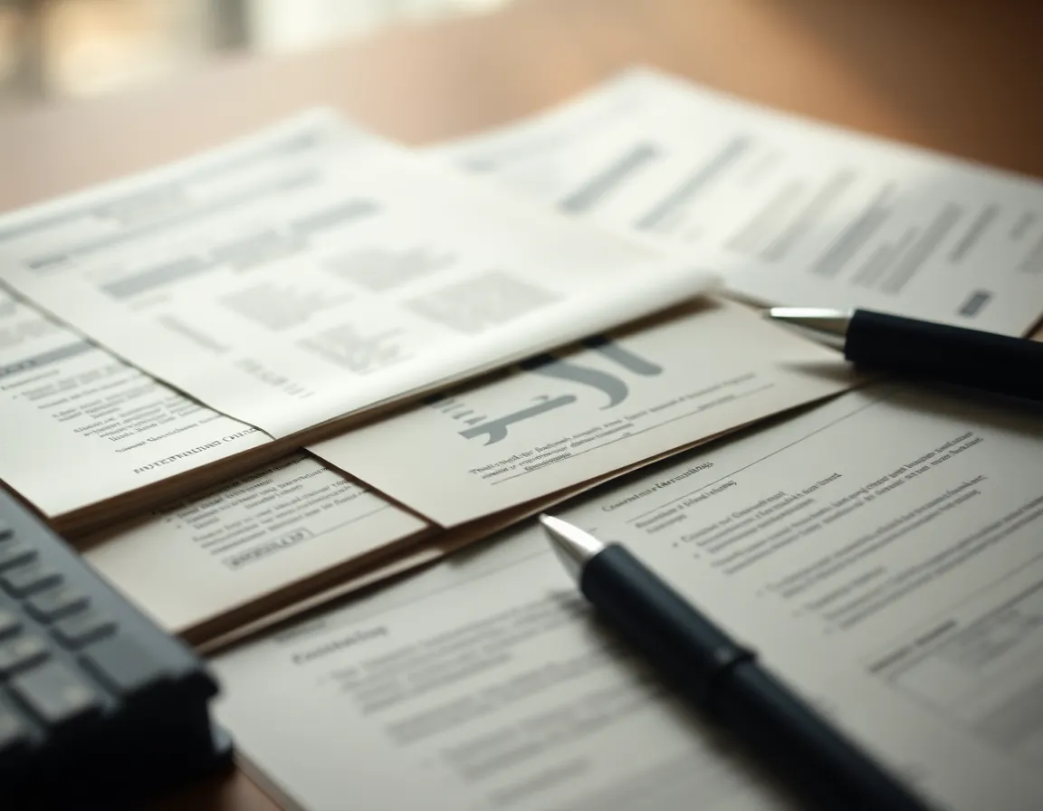 Financial Documents and Writing Tools on Desk