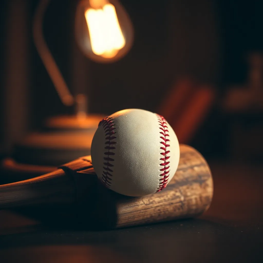 Close-Up of Baseball and Bat