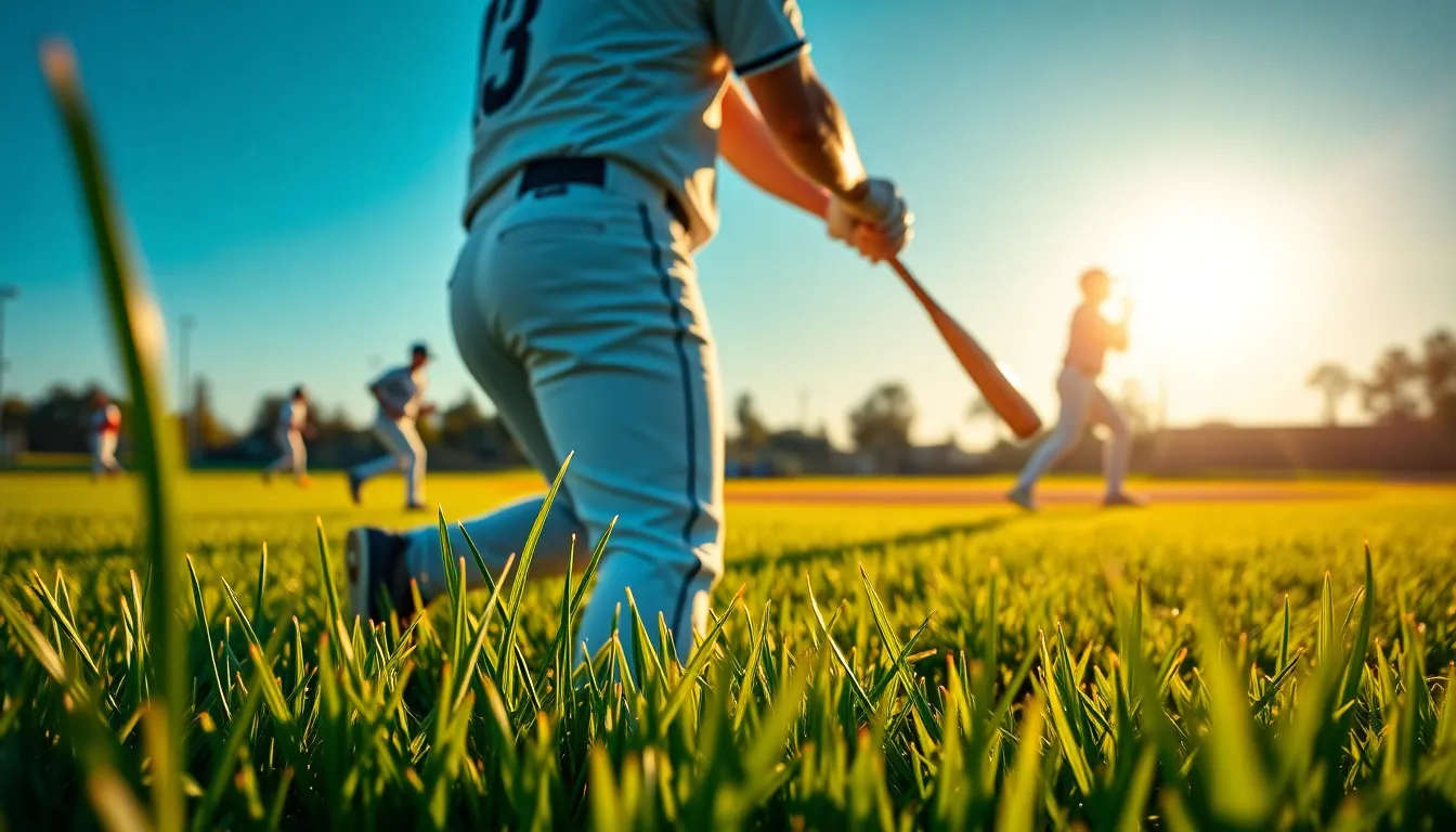 Action Shot of Baseball Batter in Sunlight