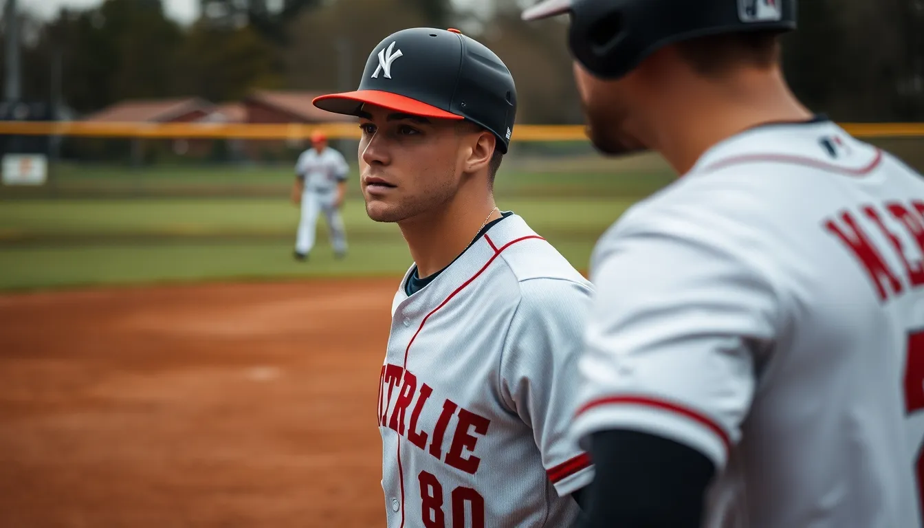 In a dramatic scene, a baseball player slides into home plate on a rainy day, captured with a Dutch angle to emphasize the action. The overcast lighting creates soft shadows, enhancing the mood of a gritty game. The selective focus highlights the determination in the player’s eyes, while the background blurs into a muted palette of natural colors. Water droplets on the ground shimmer, adding to the intensity of the moment.
