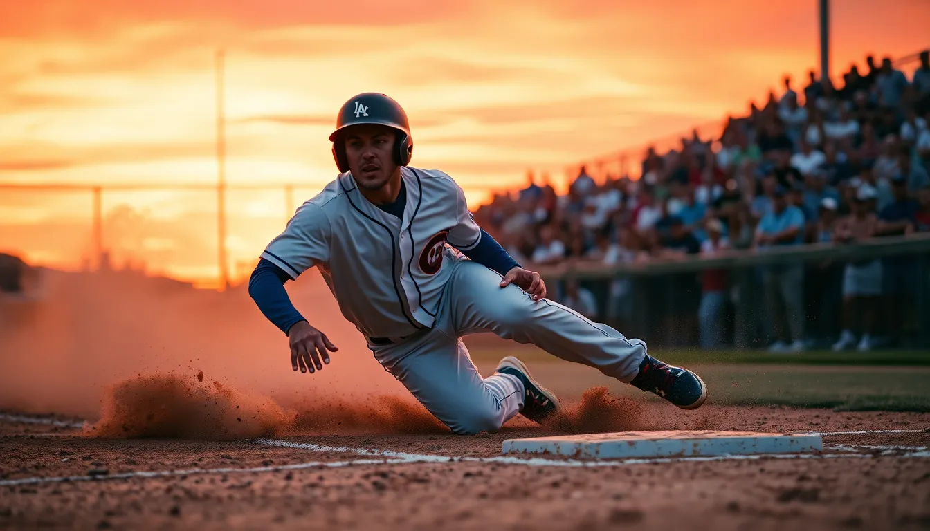 Dramatic Baseball Slide at Sunset