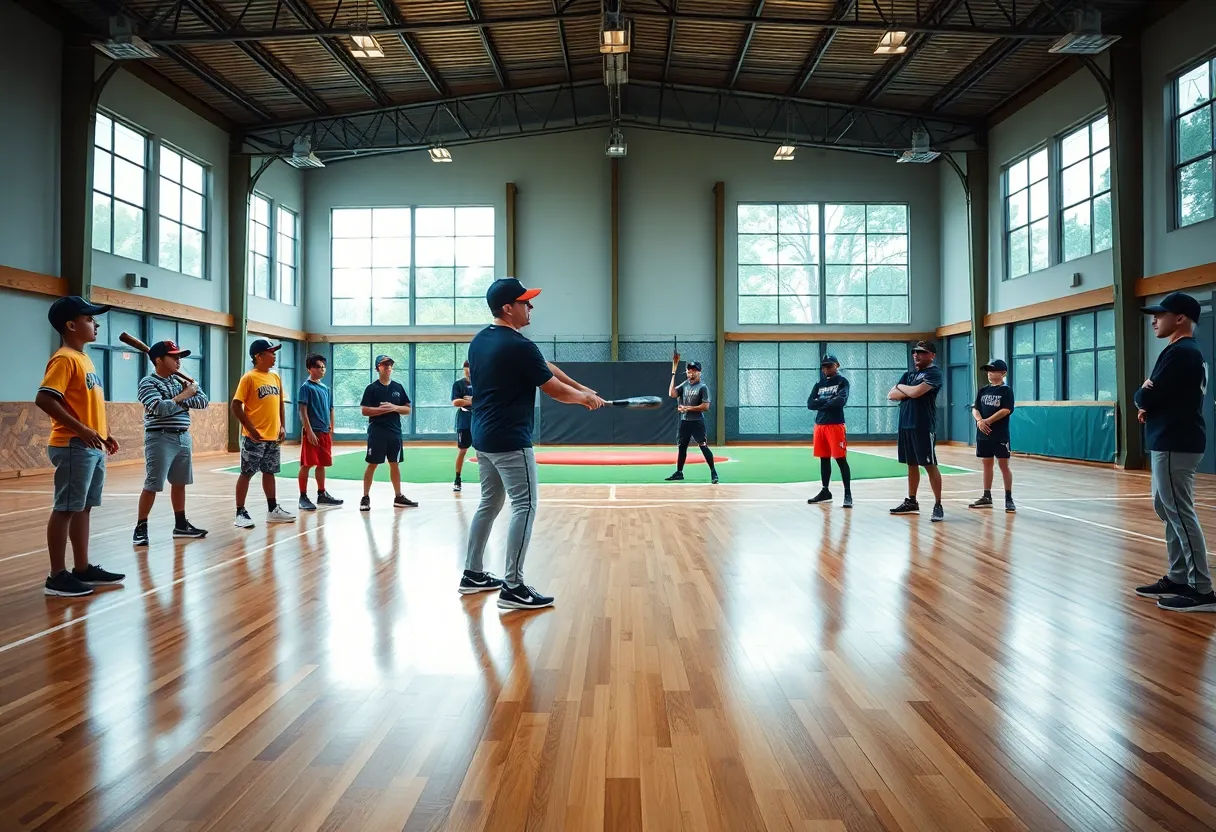 In a softly lit baseball field, a catcher prepares for an incoming pitch, showcasing intense concentration. The overcast skies provide even lighting, perfectly capturing the details of the catcher’s glove and uniform. The scoreboard adds context in the background, keeping the viewer engaged with the game. The muted colors evoke a classic baseball atmosphere, making this image ideal for sports journalism and editorial use.