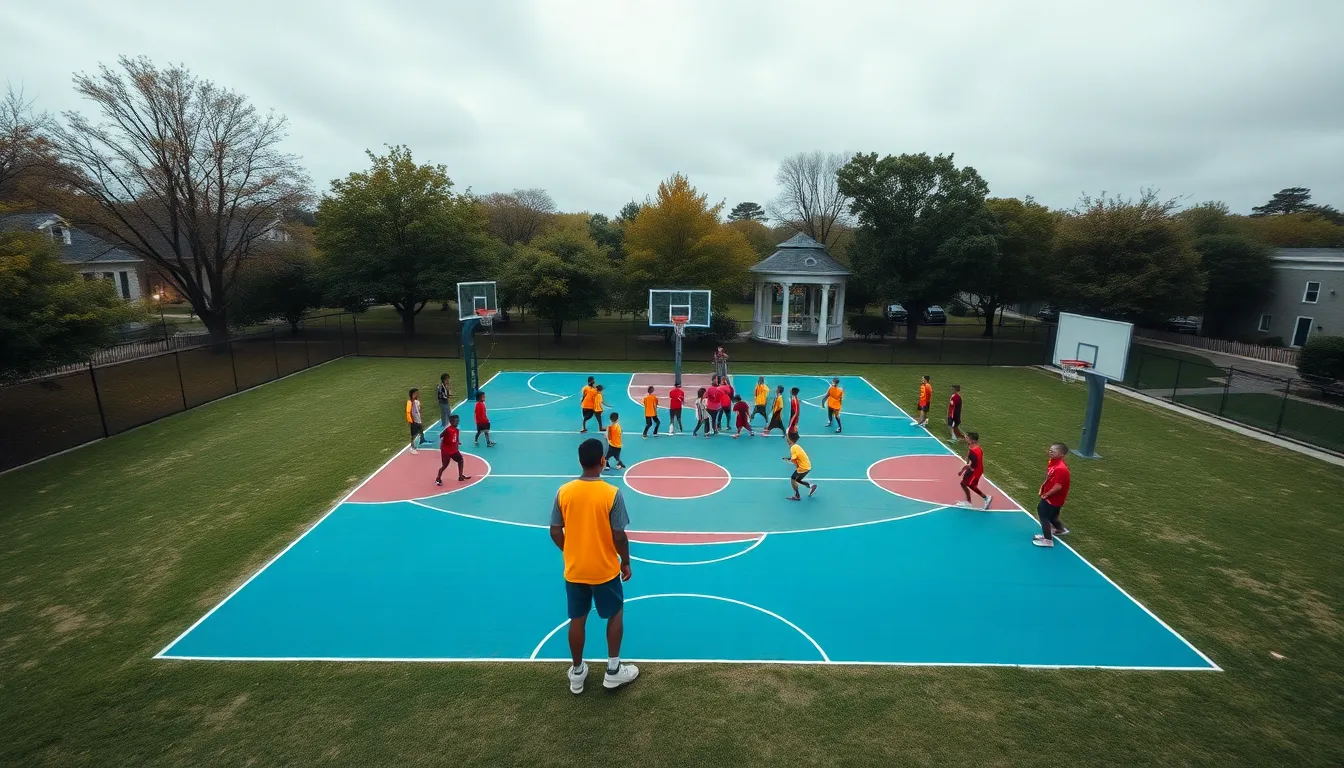 Youth Basketball Camp Aerial View