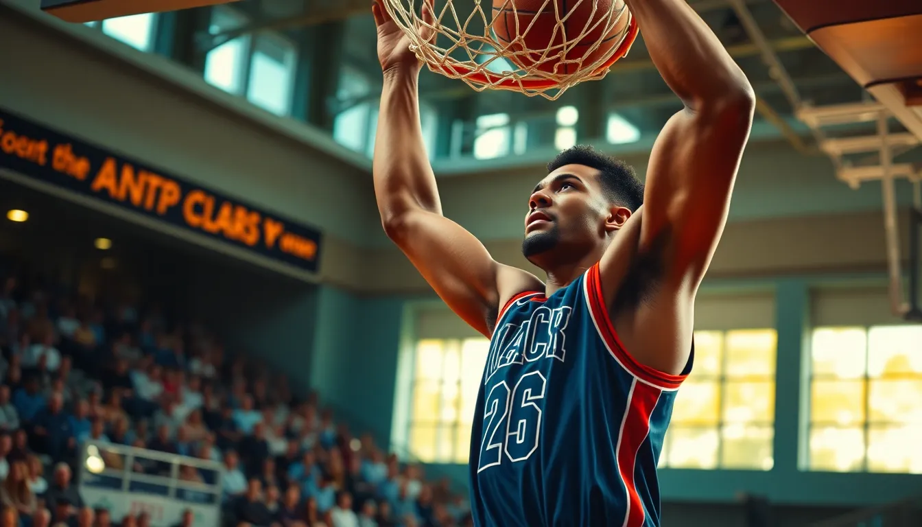 Dramatic Basketball Slam Dunk Action