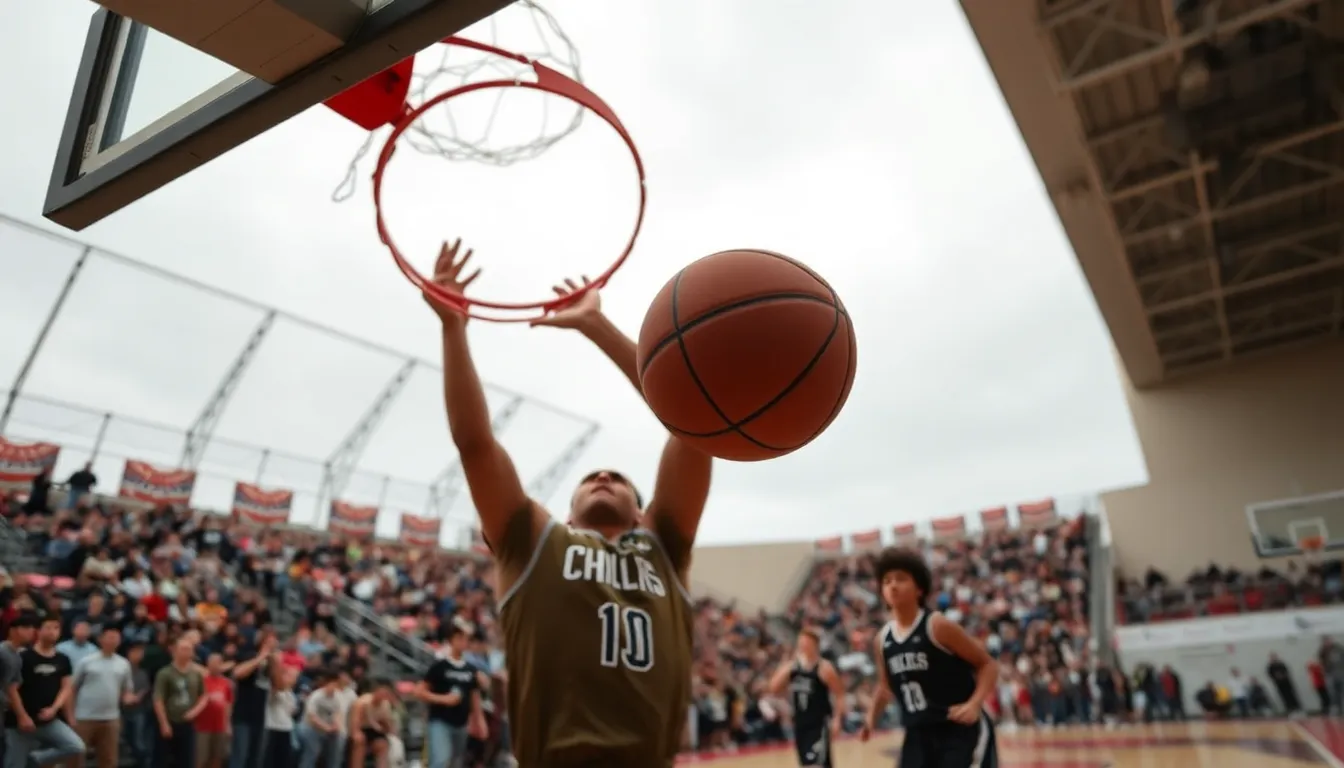 Basketball Hitting the Rim in a Game Moment