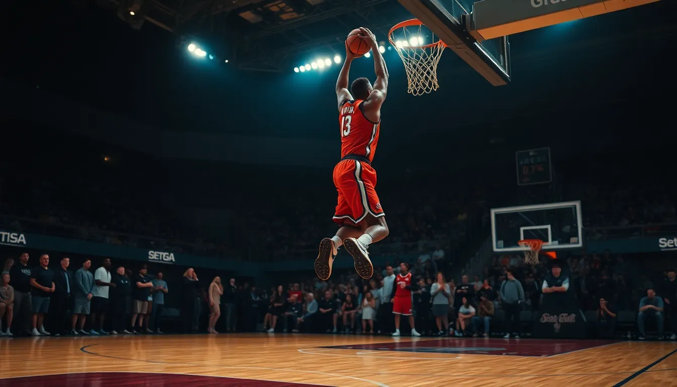 Dramatic Slam Dunk at Sunset