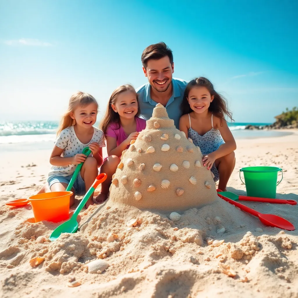 Family Fun Building Sandcastles