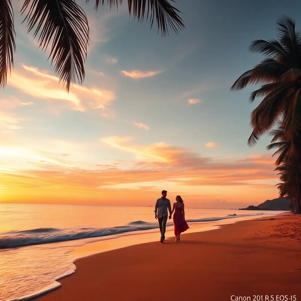 Romantic Beach Sunset Walk