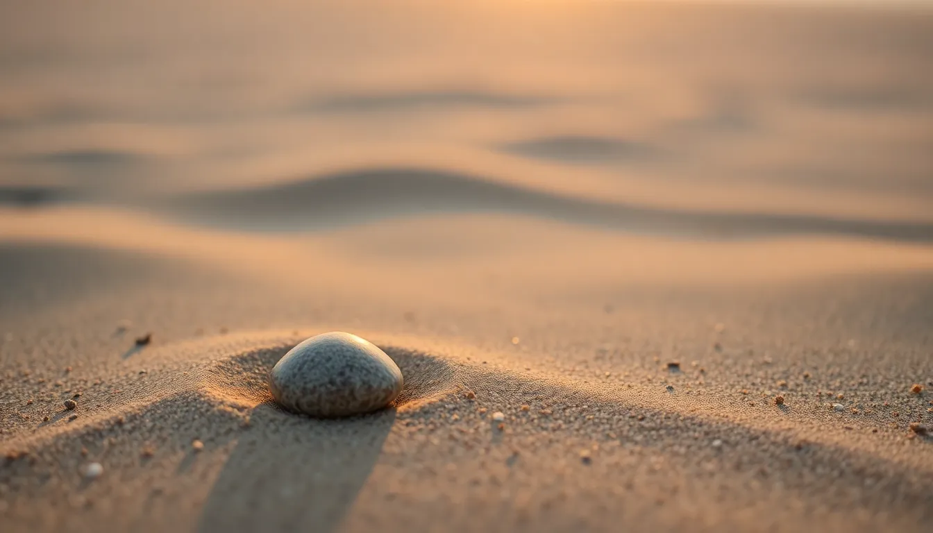 Macro Shot of Beach Pebble at Sunrise
