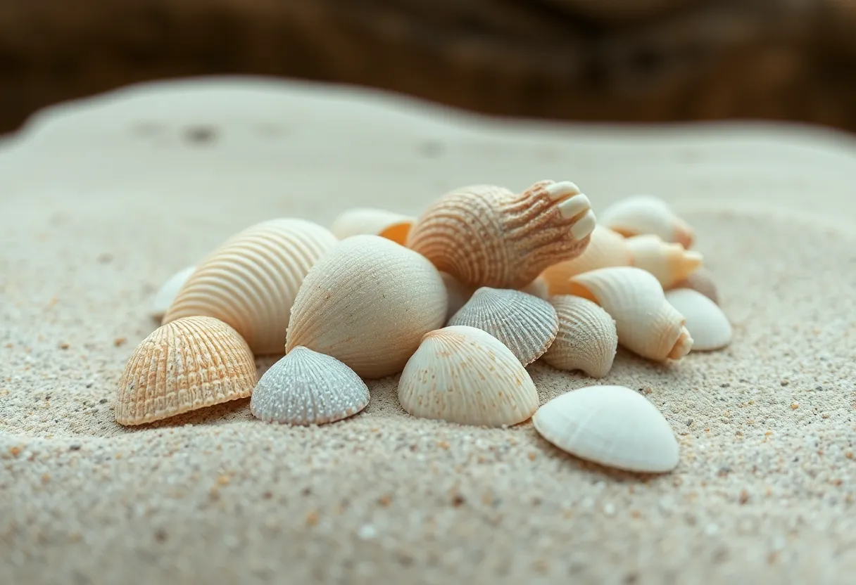Artistic Arrangement of Seashells on the Beach