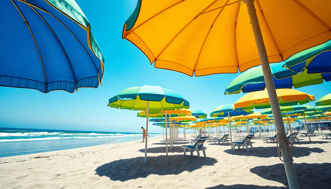 Colorful Beach Umbrellas on a Sunny Day