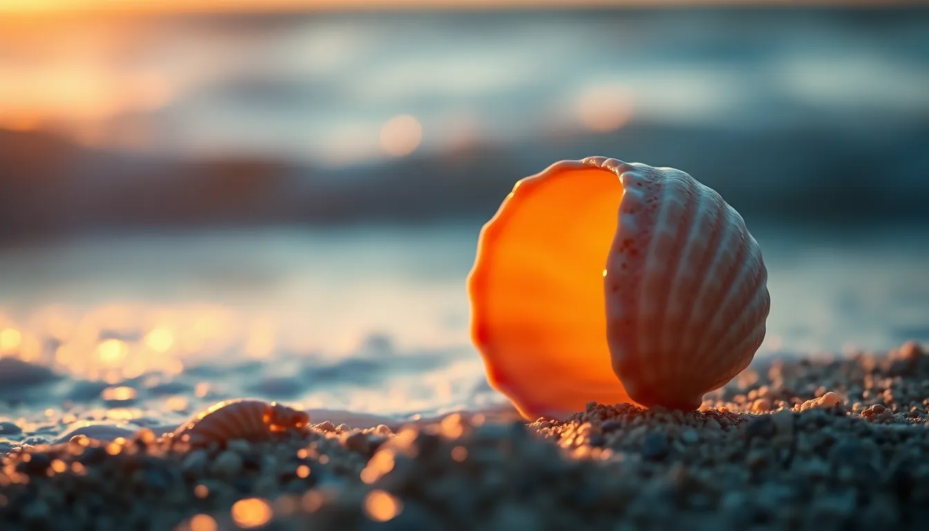 Seashell on Beach at Sunrise