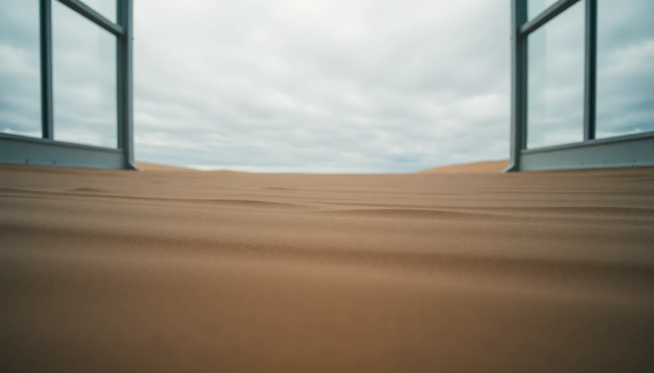 This captivating image captures a lonely stretch of beach on an overcast day. The wet sand glistens under the soft daylight, with footprints leading from the foreground towards the gentle waves of the ocean in the background. The scene's muted tones and calm atmosphere evoke a sense of solitude and reflection. Leading lines naturally guide the viewer’s eye toward the horizon, inviting them to imagine the journey.