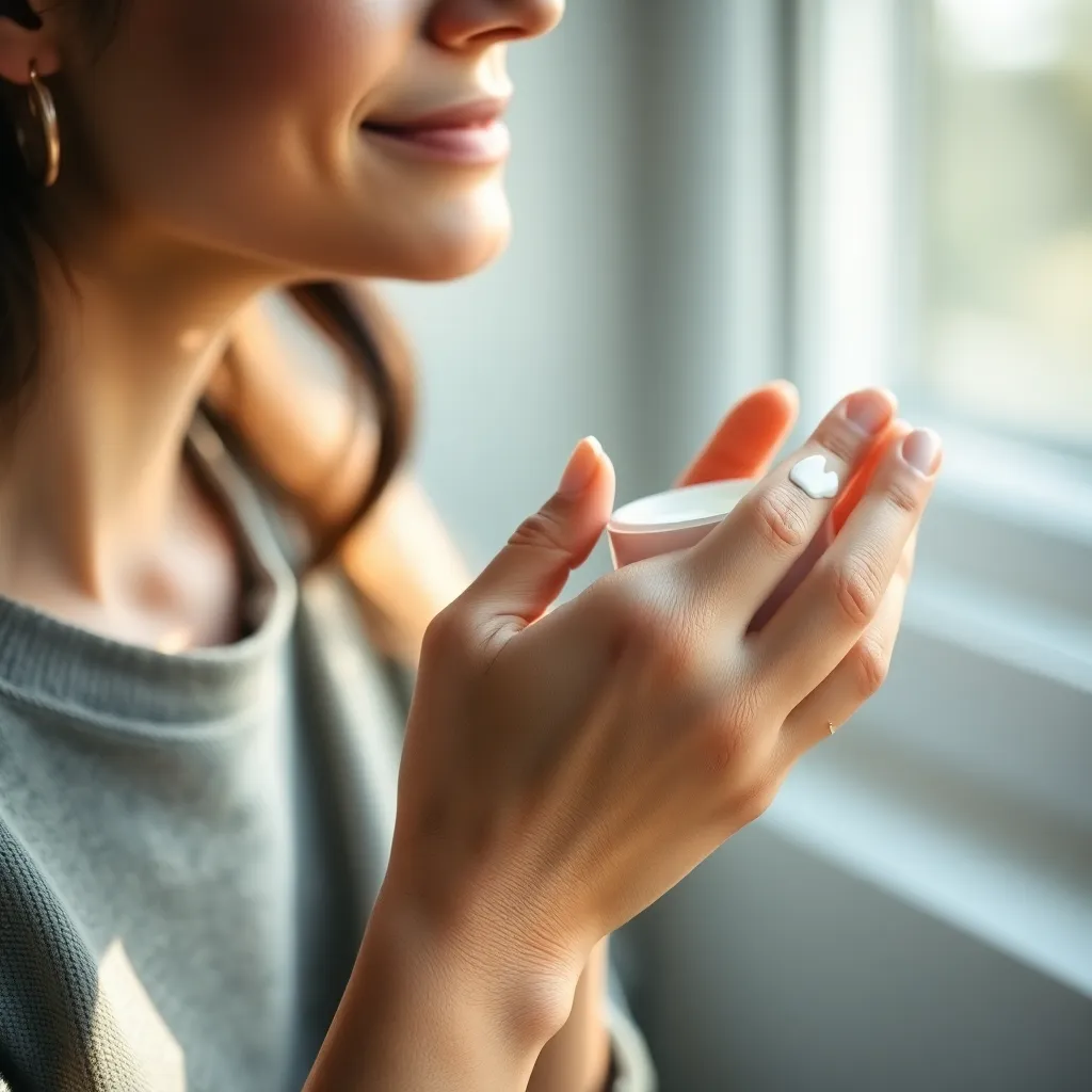 Close-Up of Skincare Ritual with Nourishing Cream