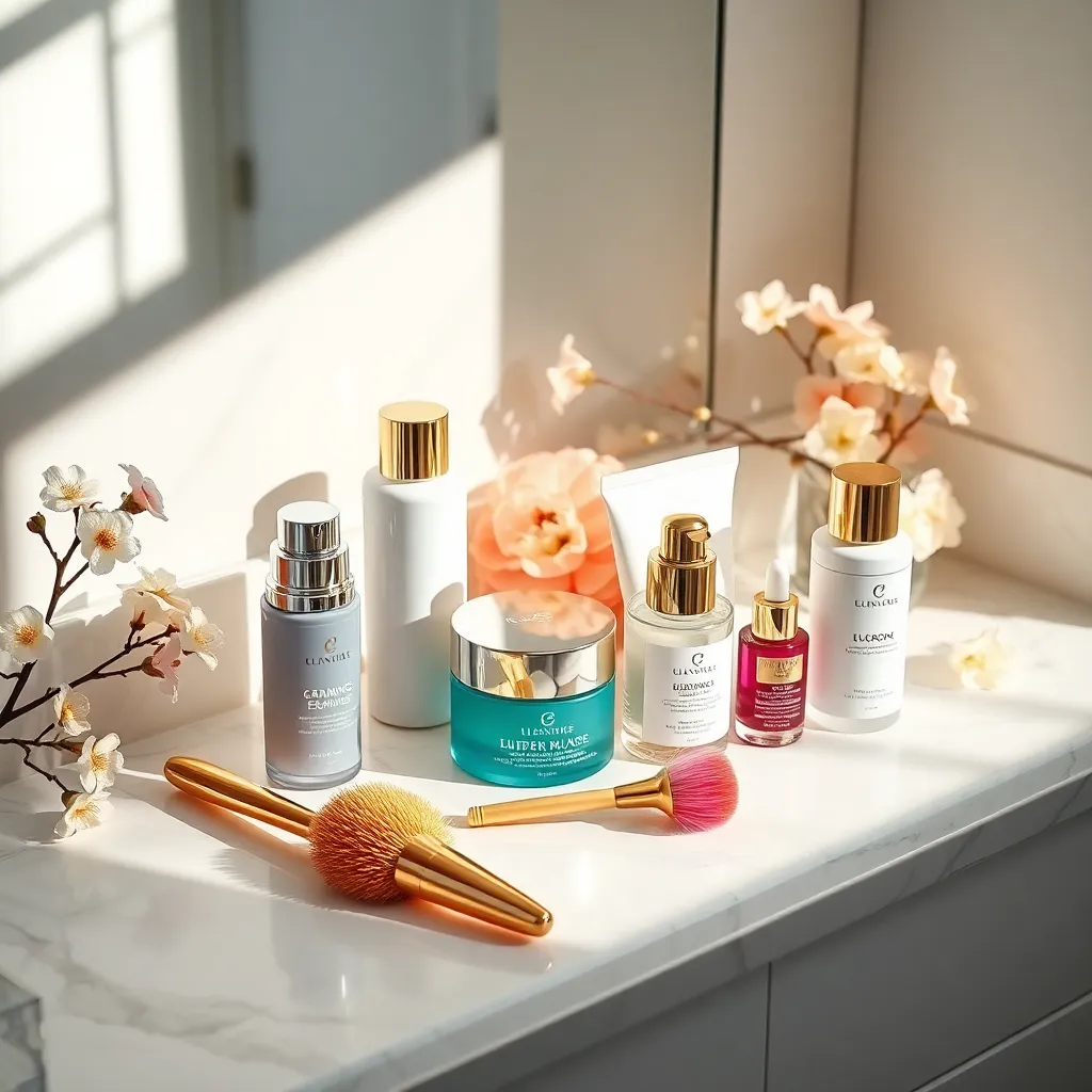 Luxury Beauty Products Flat Lay