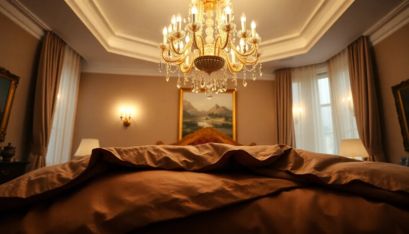 Luxurious Bedroom with Elegant Chandelier