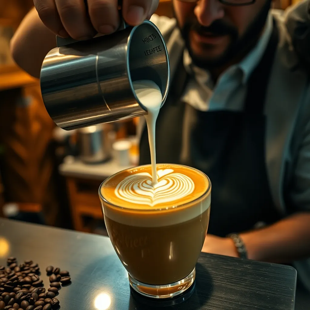 Artistic Latte Coffee Preparation