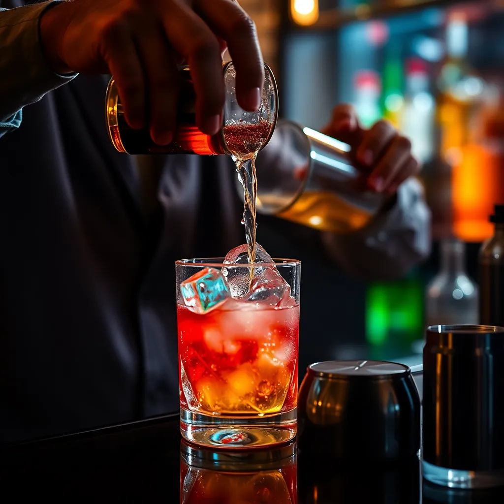Cocktail Mixing Action Shot