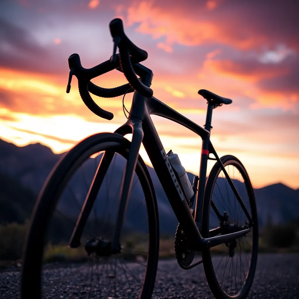 High-Performance Road Bike Against Sunset