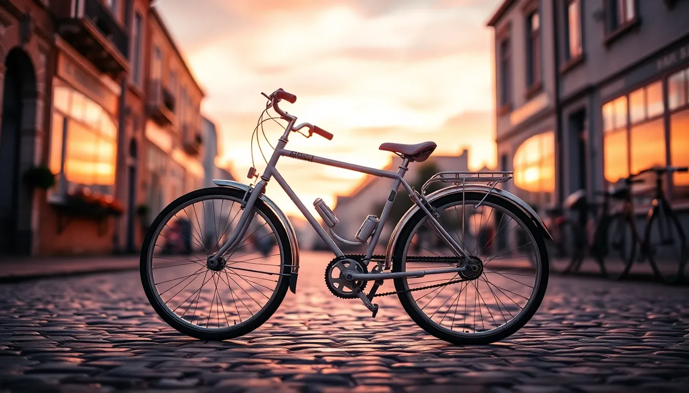 Stylish Bicycle on Cobblestone Street