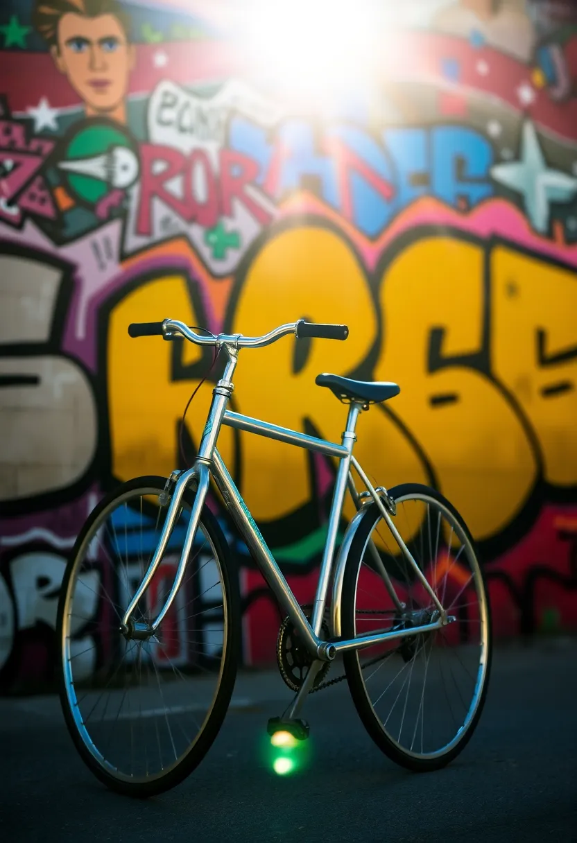Bicycle Against Graffiti Wall