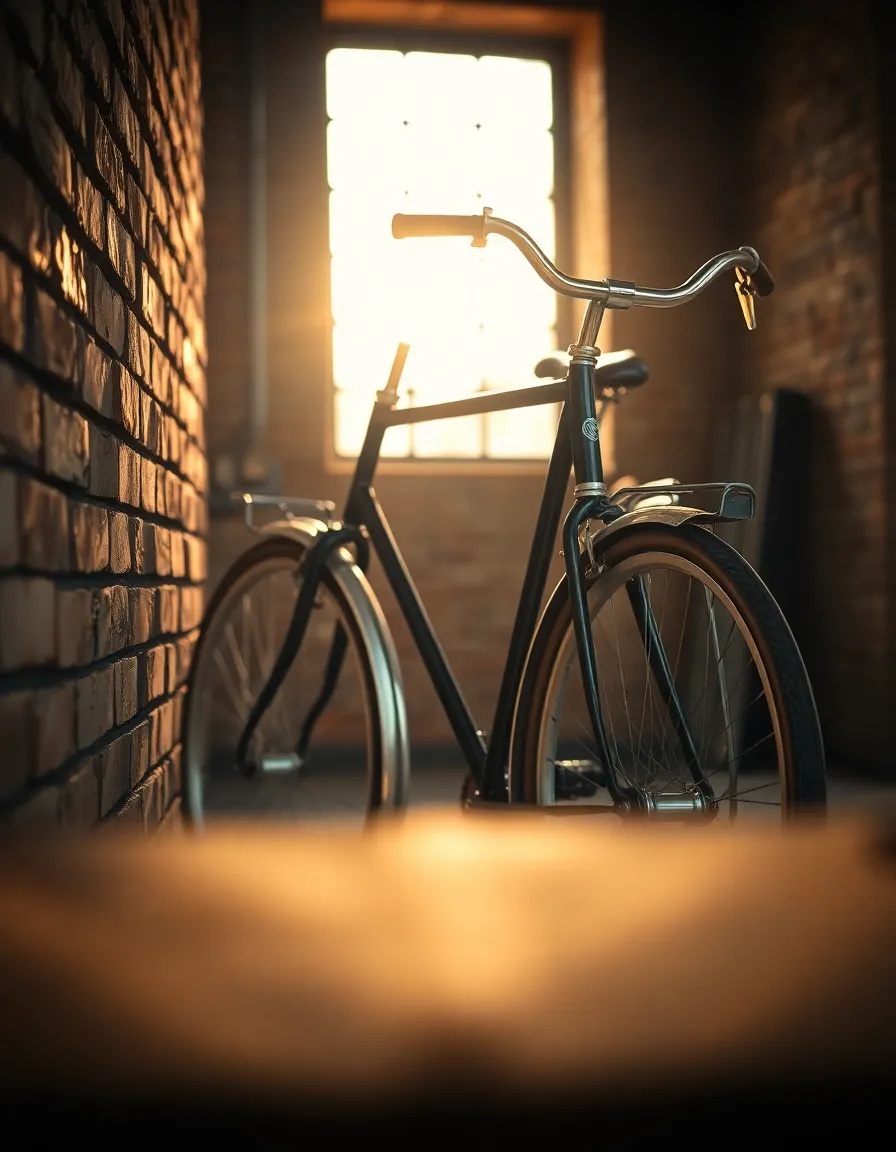 Vintage Bicycle Against Rustic Brick Wall