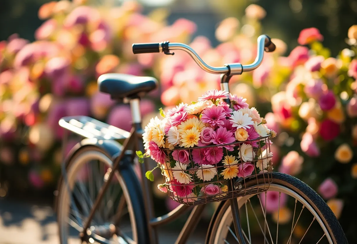 Vintage Bicycle with Floral Basket