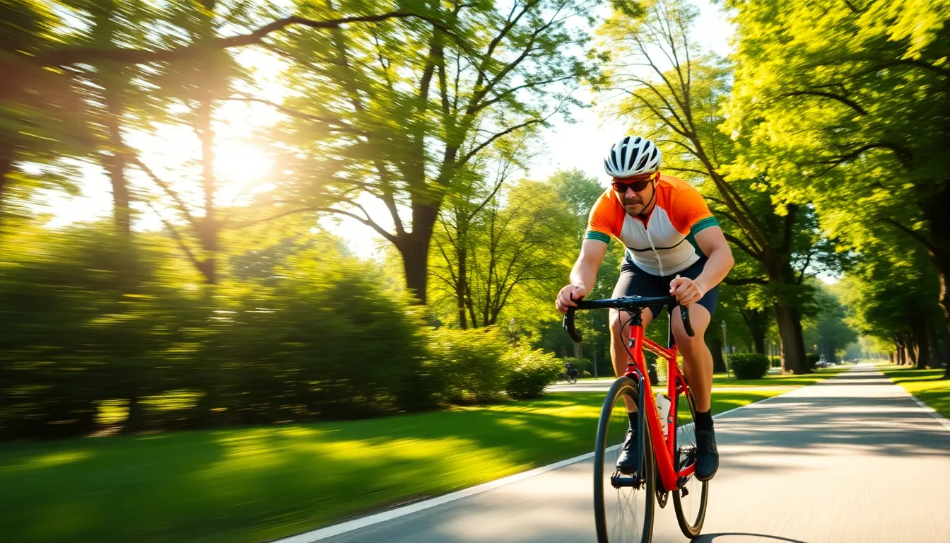 Cyclist in Urban Park