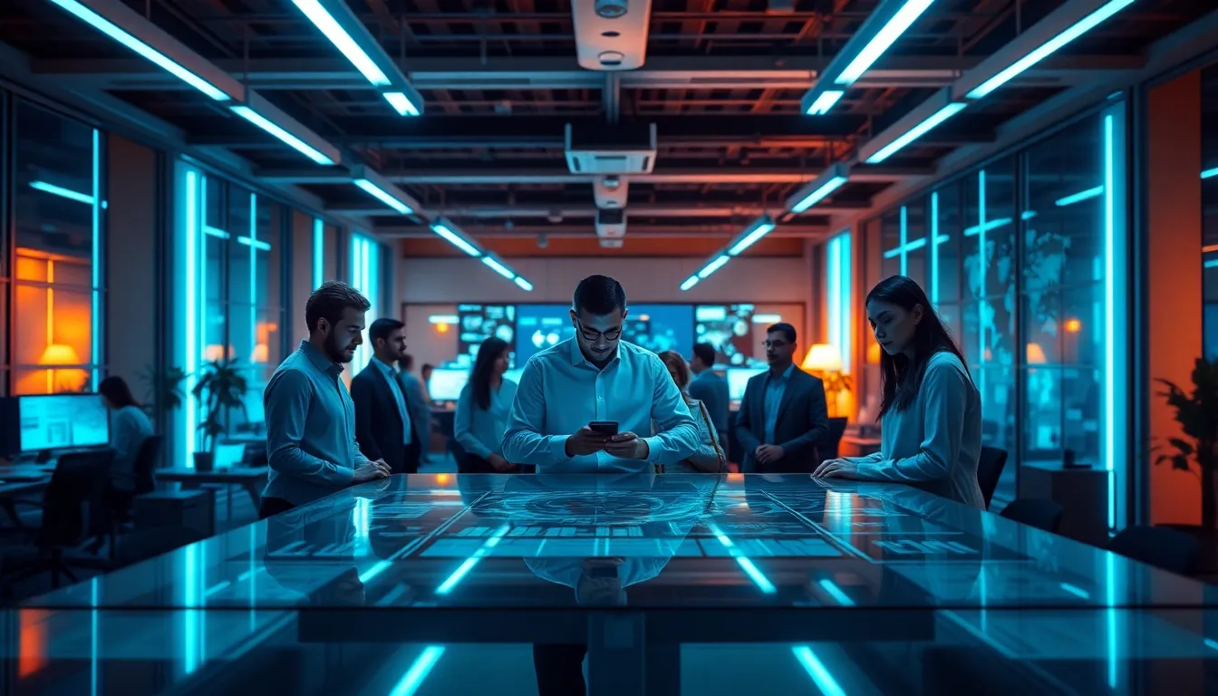 Diverse Professionals Analyzing Big Data in Modern Office