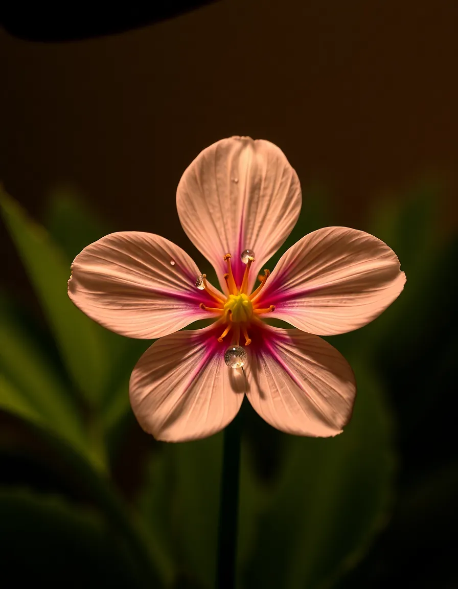 Delicate Flower with Dewdrops