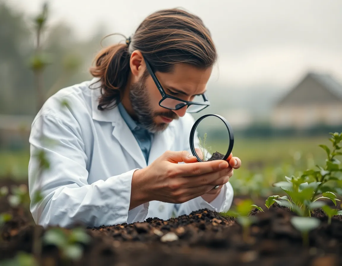 Scientist Examining Soil Samples