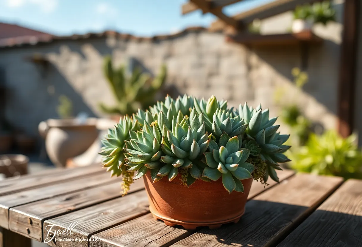 Succulent Arrangement on a Rustic Table