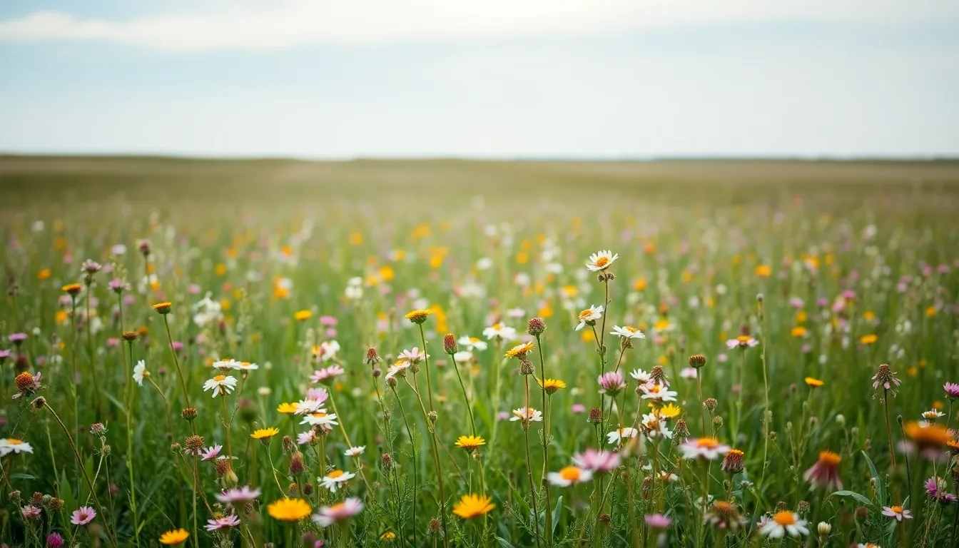 Vast Meadow of Wildflowers in Spring