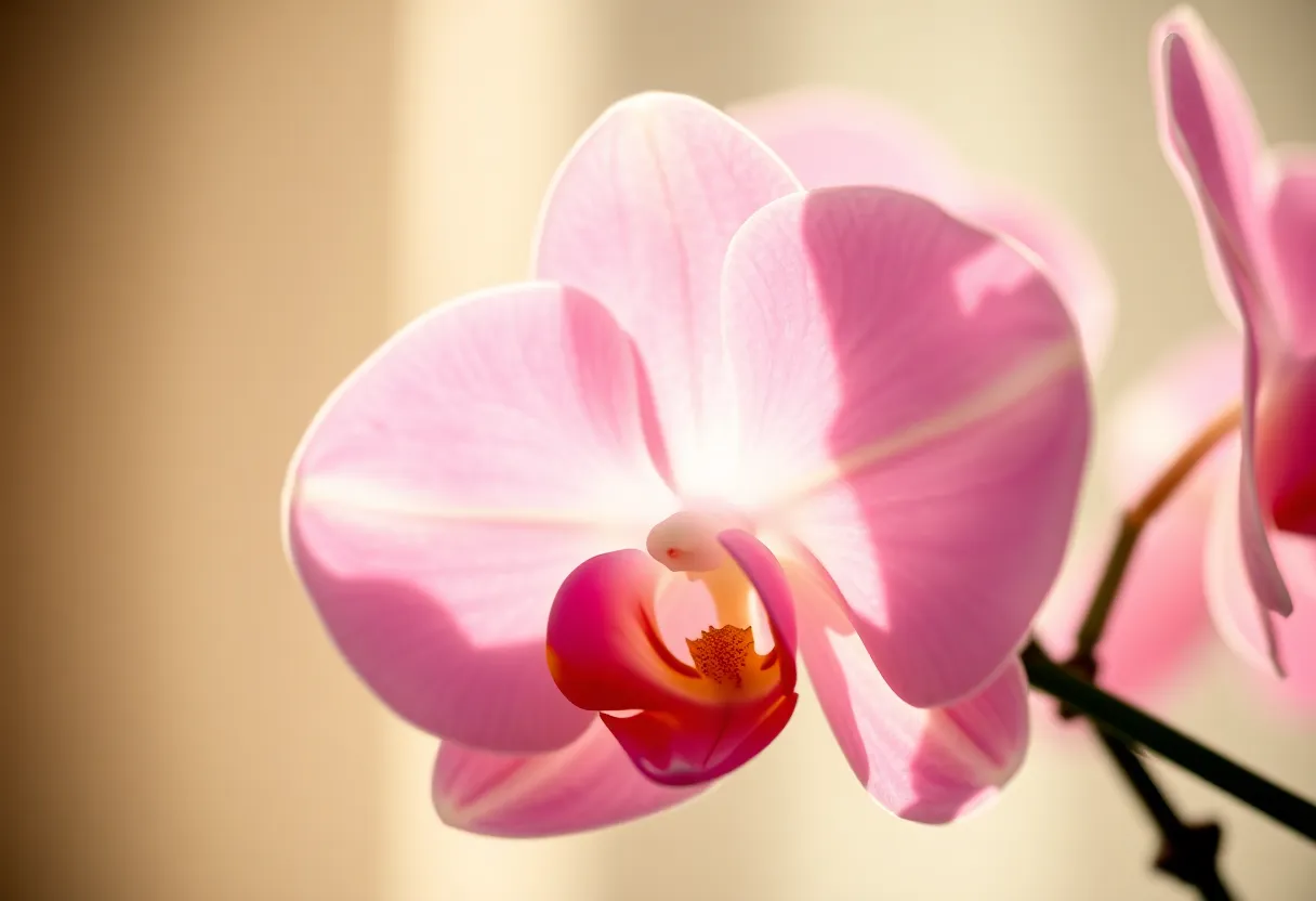 Close-Up of a Blooming Orchid Flower