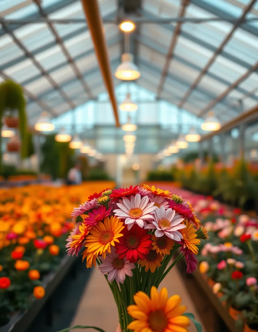 Vibrant Flower Bouquet in Greenhouse