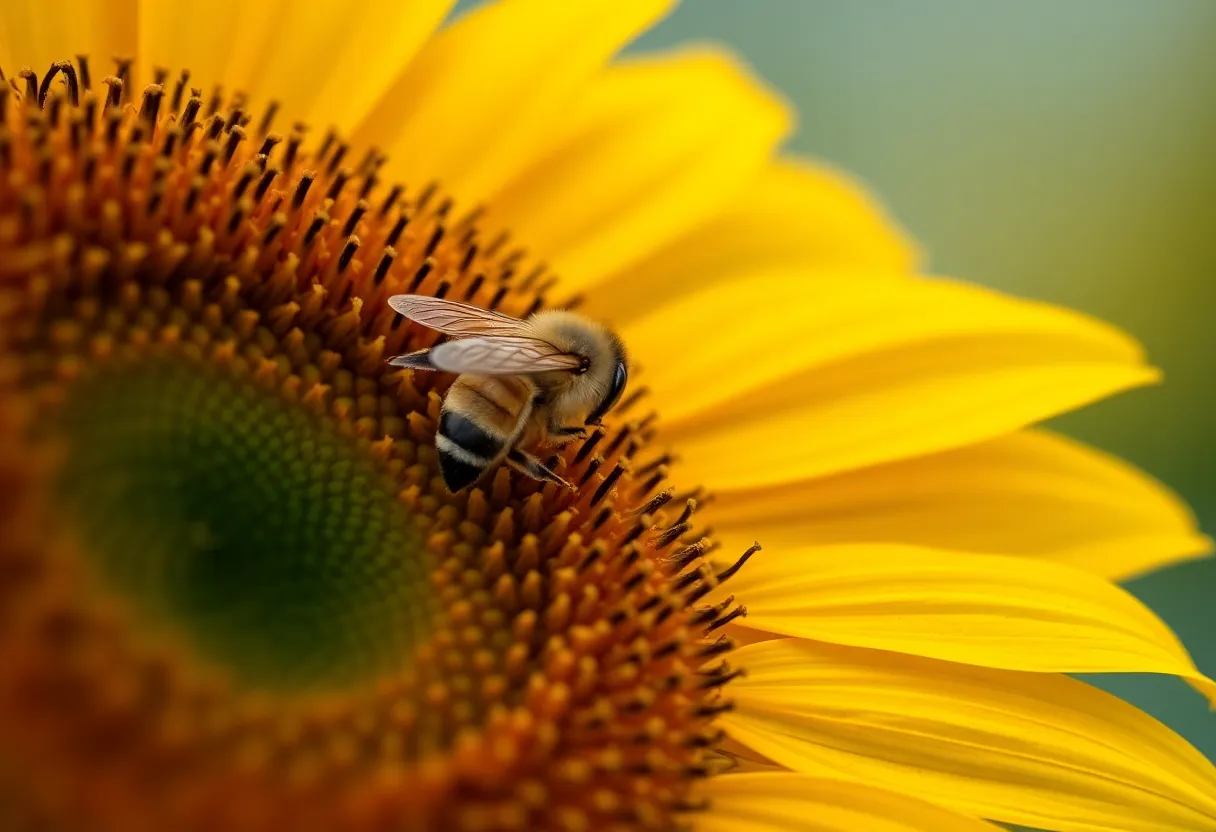 Honeybee on Vibrant Sunflower