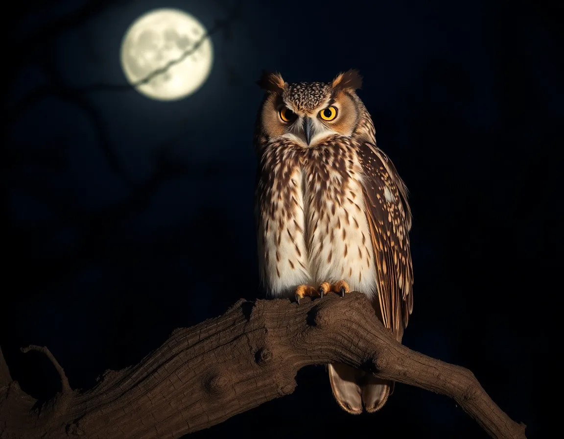 Majestic Owl Under Moonlight