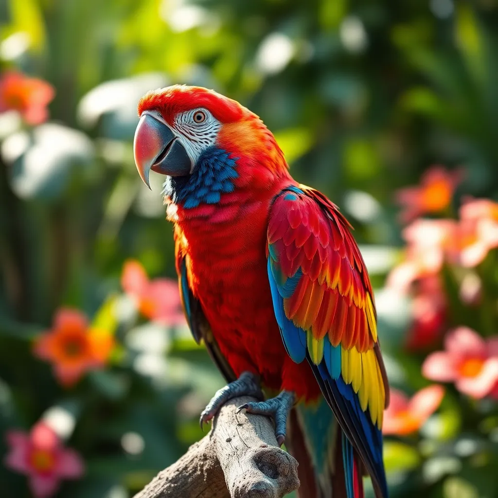 Colorful Parrot in Tropical Setting
