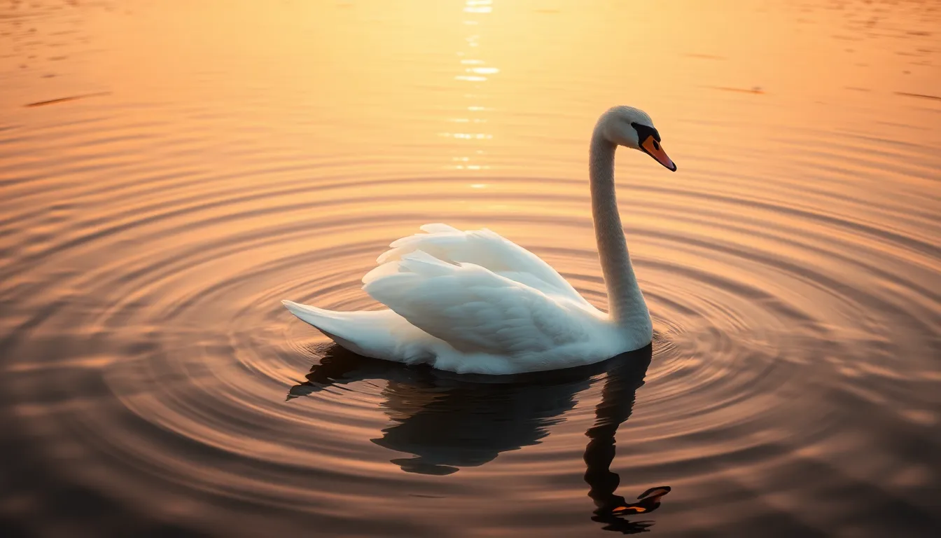 Elegant Swan Gliding on Tranquil Lake