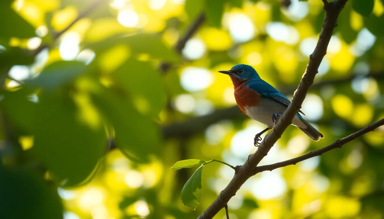 Vibrant Bluebird in Sunlit Grove