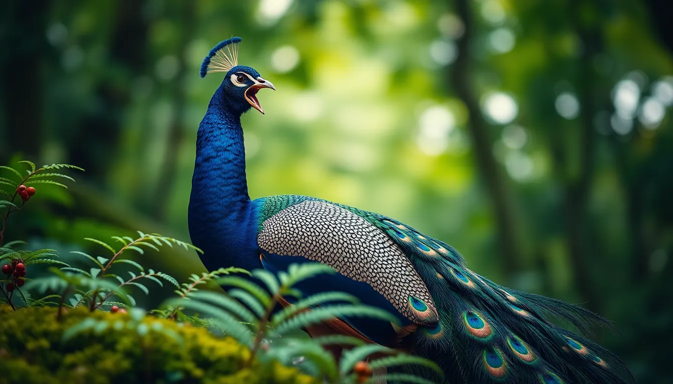 This serene image features an American Robin perched gracefully among the branches of a lush forest. Captured in dappled sunlight, the warm glow enhances the bird's vibrant orange breast and creates a peaceful atmosphere. The soft background is beautifully blurred, accentuating the striking details of the robin's plumage. The earthy greens and browns contribute to a natural feeling in the image, inviting viewers to connect with nature.