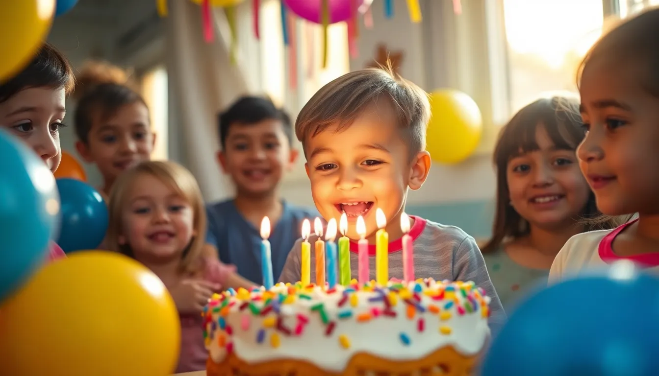 Child Blowing Out Birthday Cake Candles