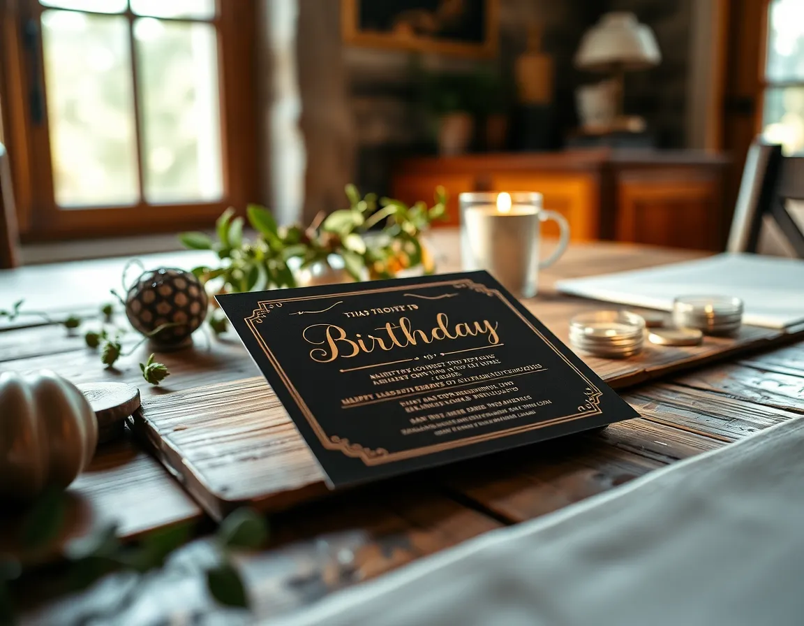 Inviting Birthday Invitation Card on Table