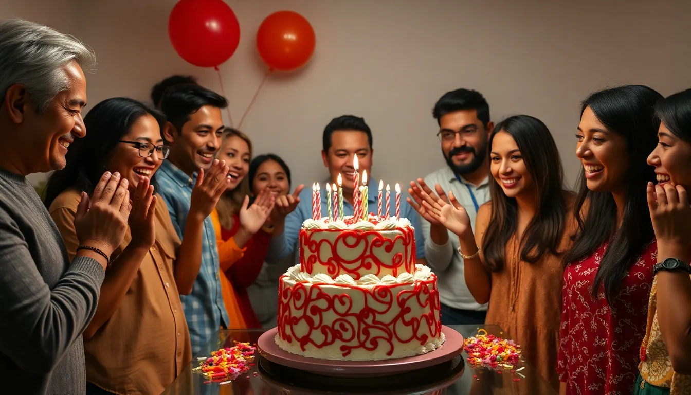 Vibrant Birthday Cake Cutting Ceremony