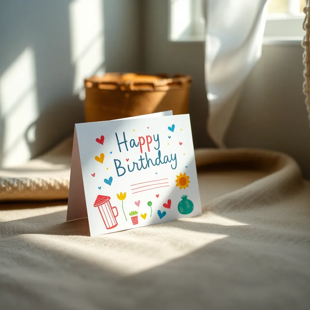 Handwritten Birthday Card on Fabric