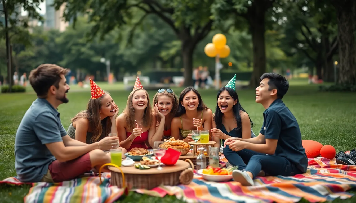 Friends Celebrating a Birthday Picnic