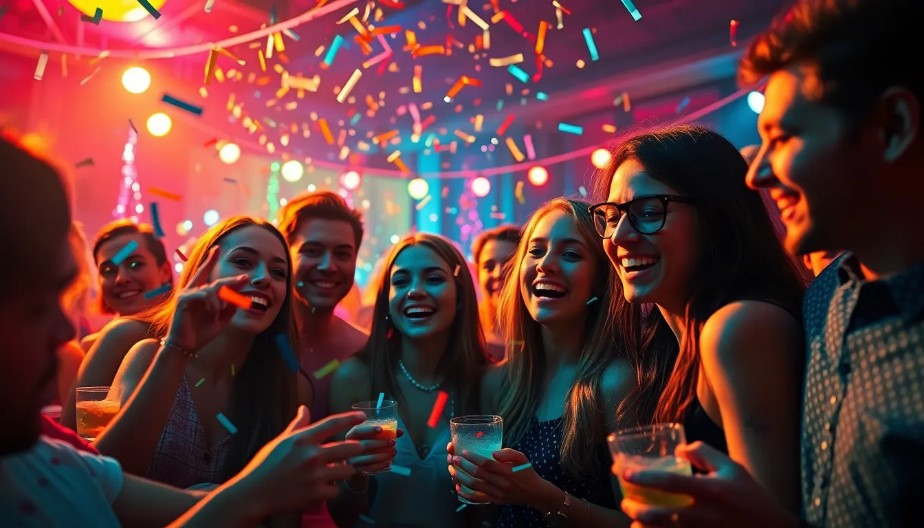 Friends Celebrating at a Lively Birthday Party