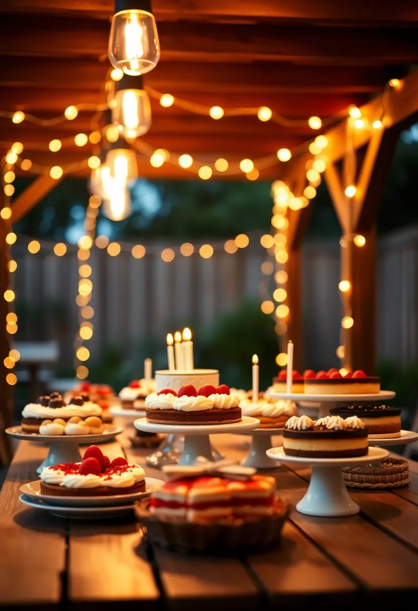 Cozy Birthday Dessert Table Under Lights