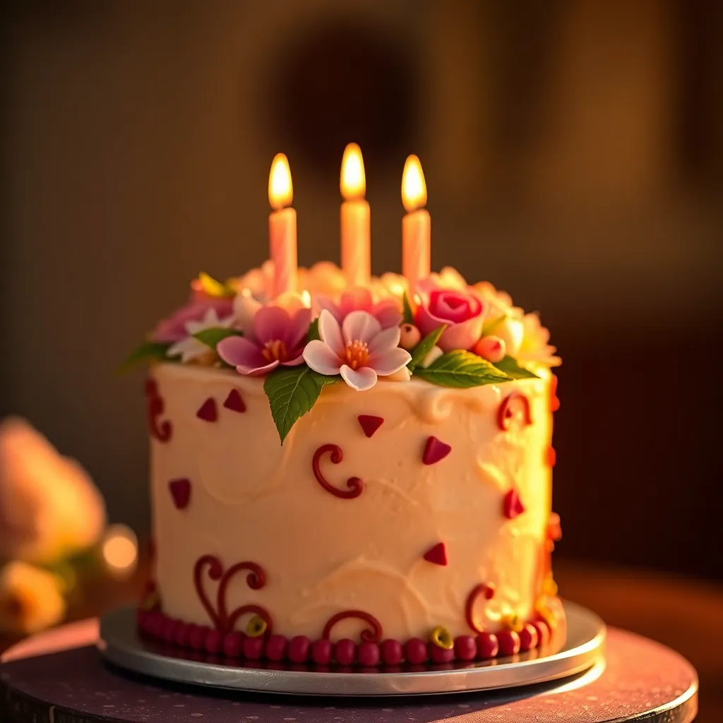 Colorful Birthday Candles Glowing