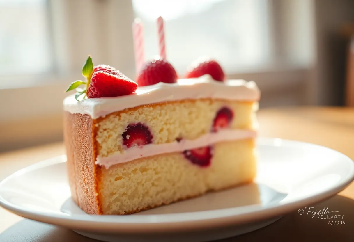 Close-Up of a Birthday Cake Slice